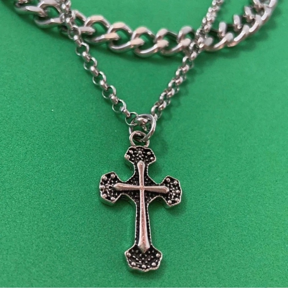 Silver Cross Pendant Necklace